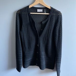 Cyrus Open Knit Black Button Up Cardigan Sz S